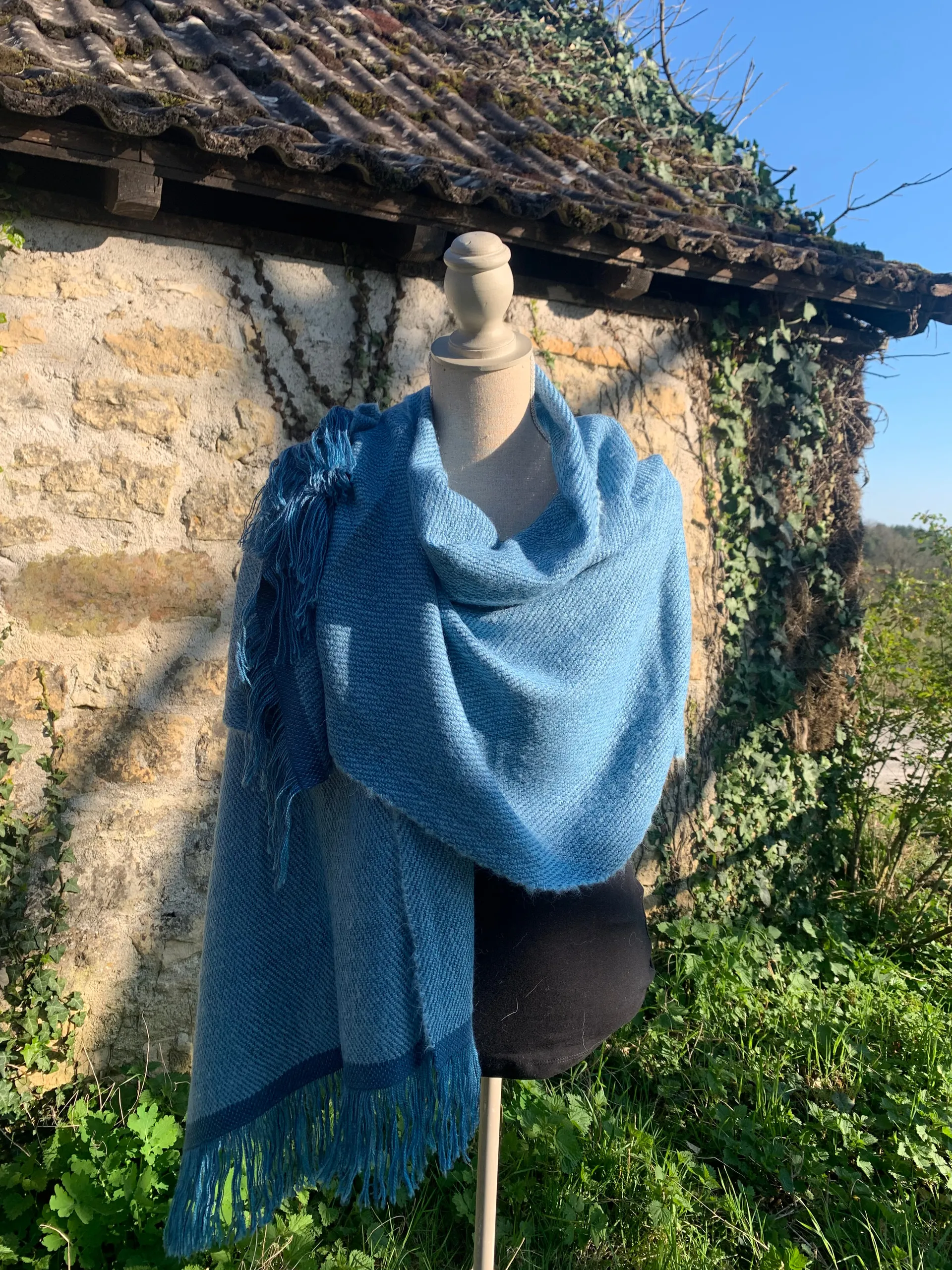 Écharpe bleu jean en sergé, autre vue 2