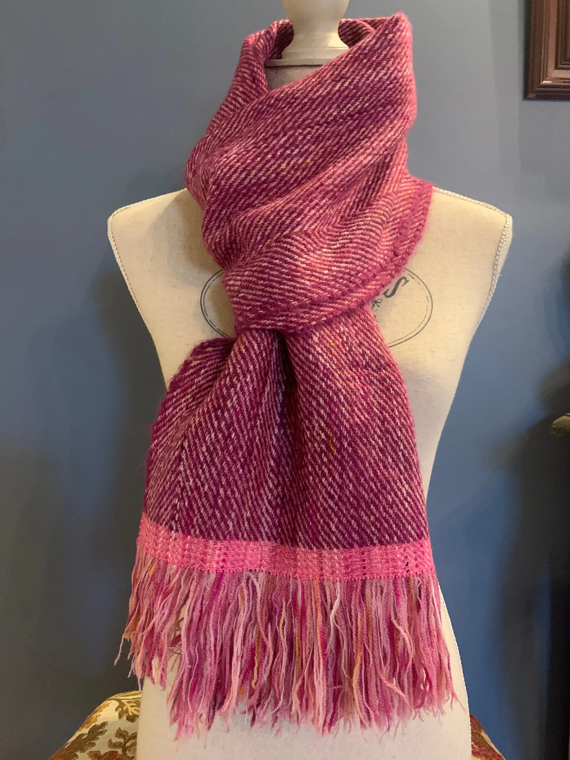 Écharpe framboise chinée, autre vue 3